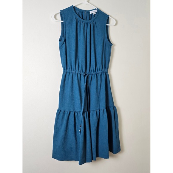 Calvin Klein Dresses & Skirts - Calvin Klein Dress Womens 2 Teal Blue Sleeveless Tiered Ruffle